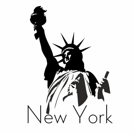 illustration in silhouette of the statue of liberty new york cityのイラスト素材