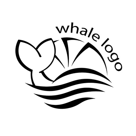 Design with abstract symbol of whale and sea wave. Vector illustrationのイラスト素材