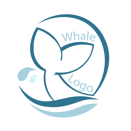 Design with abstract symbol of whale and sea wave. Vector illustrationのイラスト素材