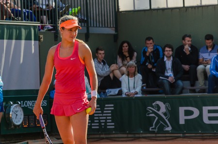 Paris, France - May 30, 2014  Eugenie Bouchard of Canada during the 2nd round match at French Open, Roland Garros on May 30, 2014 in Paris, France のeditorial素材