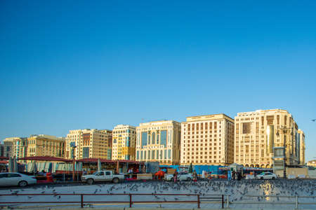 View of the embankment on a sunny winter day