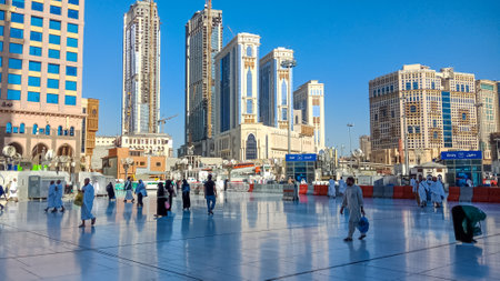 MAKKAH,SAUDI ARABIA-April 2018: Daily life in street of holy city makkah,mecca street,