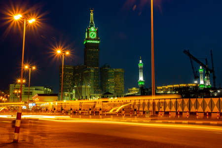 View blue sky clock tower,April- 2018  Makkah Saudi ARABIA,のeditorial素材