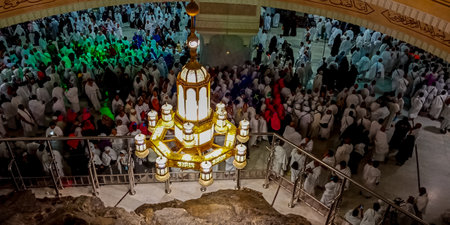 Muslim pilgrims from all over the world gathered to perform Umrah or Hajj at the Haram Mosque in...