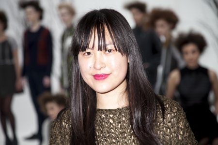 NEW YORK - FEBRUARY 8:Fashion designer Ann Yee poses for Ann Yee presentation of Fall/Winter 2013 collection at Go Studios during Mercedes-Benz Fashion Week on February 8, 2013 in NYCのeditorial素材