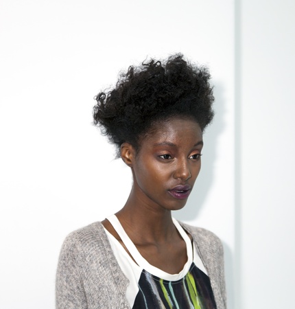 NEW YORK - FEBRUARY 8: Model poses for Ann Yee presentation of Fall/Winter 2013 collection at Go Studios during Mercedes-Benz Fashion Week on February 8, 2013 in NYCのeditorial素材