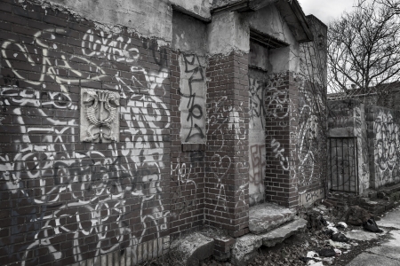 Abandon house with graffitiの写真素材