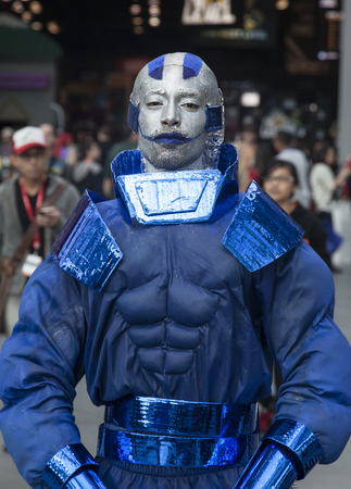 NEW YORK - October 13  Fan posing in the costume during Comic Con 2013 at The Jacob K  Javits Convention Center on October 13, 2013 in New York City のeditorial素材