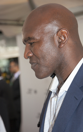 New York, NY, USA - April 19, 2014: Professional Boxer Evander Holyfield attends Tribeca Talks: After the Movie: 'Champs' during the 2014 Tribeca Film Festival at the SVA Theater, Manhattanのeditorial素材