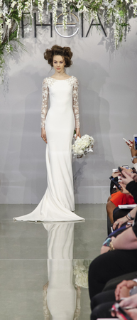 New York, NY, USA - April 16, 2015: A model walks runway for Theia Spring 2016 Bridal Collection at Theia Showroom during New York Bridal week, Manhattanのeditorial素材
