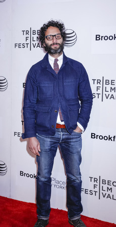New York, NY, USA - April 21, 2015: Actor Jason Mantzoukas attends the Spotlight premiere of âSleeping with other peopleâ during the 2015 Tribeca Film Festival at BMCC Tribeca PAC, Manhattanのeditorial素材