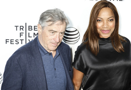 New York, NY, USA - April 15, 2015: Robert De Niro and Grace Hightower attend the world premiere of Live From New York during the 2015 Tribeca Film Festival at The Beacon Theatre, Manhattanのeditorial素材