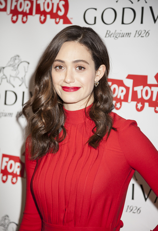 New York, NY, USA - November 30, 2015: Actress Emmy Rossum attends GODIVAs kick-off to HOT CHOCOLATE FOR A CAUSE, benefiting Toys for Tots foundation at  GODIVA Chocolatier 650 5th Avenue, Manhattanのeditorial素材