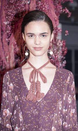 New York, NY, USA - February 11, 2016: A model poses at Ulla Johnson AW 2016 Presentation during of Fall/Winter 2016 New York Fashion Week at The Industria Superstudio, Manhattan.のeditorial素材
