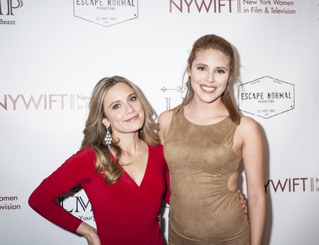 New York, NY, USA - March 4, 2016: Director Marlee Roberts(L) and Gabriela Mera attend the 'Little Miss Perfect' New York special screening at DGA Theater, Manhattan.のeditorial素材