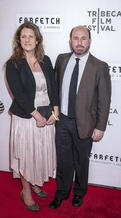 New York, NY, USA - April 13, 2016: Filmmaker Andrew Rossi (R) attends the 2016 Tribeca Film Festival opening night world premiere of 'The First Monday In May' at John Zuccotti Theater at BMCC Tribeca Performing Arts Centerのeditorial素材