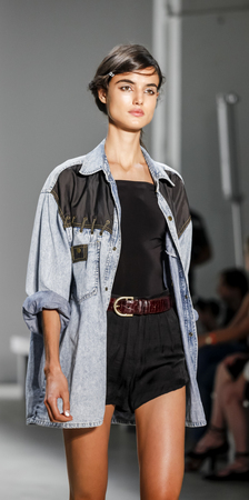 New York, NY, USA - September 8, 2016: A model walks runway rehearsal for the Marissa Webb Spring/Summer 2017 runway show during New York Fashion Week SS 2017 at The Gallery at Skylight Clarcson Sqのeditorial素材