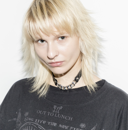 New York, NY, USA - February 8, 2017: A model posing on backstage for PH5 FW17 collection  Presentation during New York Fashion Week at Bortolami Gallery, Manhattanのeditorial素材