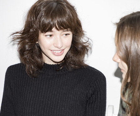 New York, NY, USA - February 8, 2017: A model posing on backstage for PH5 FW17 collection  Presentation during New York Fashion Week at Bortolami Gallery, Manhattanのeditorial素材