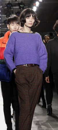 New York, NY, USA - February 12, 2017: Cristina Piccone walks runway rehearsal for the Custo Barcelona Fall/Winter 2017 runway show during New York Fashion Week at Pier 59 Studios at Chelsea Piers, Manhattanのeditorial素材