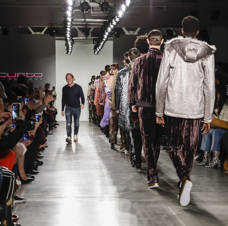 New York, NY, USA - February 12, 2017: Custo Dalmau walks runway for the Custo Barcelona Fall/Winter 2017 runway show during New York Fashion Week at Pier 59 Studios at Chelsea Piers, Manhattanのeditorial素材