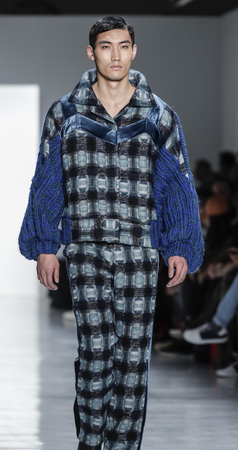 New York, NY, USA - February 11, 2017: A model walks runway for Son Jung Wan Fall/Winter 2017...