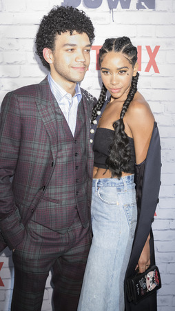 New York, New York, USA, April 5, 2017: Actor Justice Smith(L) and Herizon Guardiola attend New York Kickoff Party for the Netflix The Get Down season One Part Two at Irving Plaza, Manhattanのeditorial素材