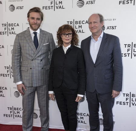 NEW YORK, NY , USA - APRIL 23: (L-R) Adam Haggiag, Susan Sarandon and Doren Weber  attend the 2017 Tribeca Film Festival - 'Bombshell: The Hedy Lamarr Story' screening at SVA Theater, Manhattanのeditorial素材
