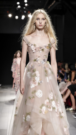 New York, NY, USA - September 13, 2017: A model walks runway for the Marchesa Spring/Summer 2018...