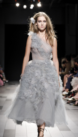 New York, NY, USA - September 13, 2017: A model walks runway for the Marchesa Spring/Summer 2018...