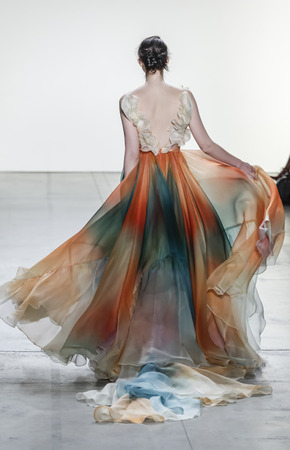 New York, NY, USA - September 10, 2017: A model walks runway for the Leanne Marshall Spring/Summer 2018 runway show during New York Fashion Week at Skylight Clarkson Sq., Manhattanのeditorial素材