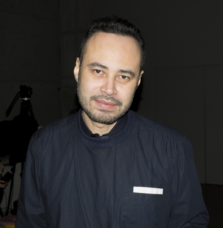 New York, NY, USA - February 6, 2018: Carlos Campos on backstage for Carlos Campos Fall/Winter 2018 runway show during NY Fashion Wweek: Men's at Skylight Modern, Manhattanのeditorial素材