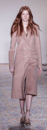 New York, NY, USA - February 10, 2018: A model walks runway for alice McCall Fall/Winter 2018 runway show during New York Fashion Wweek at Industria, Manhattanのeditorial素材