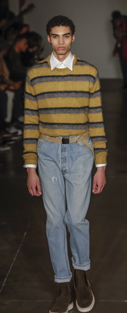 New York, NY, USA - February 5, 2018: A model walks runway at the Todd Snyder Fall/Winter 2018...