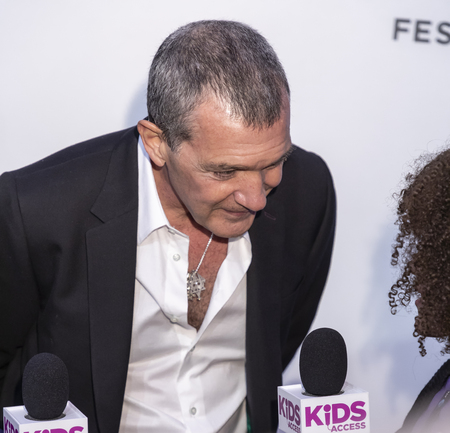 New York, NY, USA - April 20, 2018: Antonio Banderas attends screening of âGenius: Picasso' during the 2018 Tribeca Film Festival at BMCC Tribeca PAC, Manhattanのeditorial素材