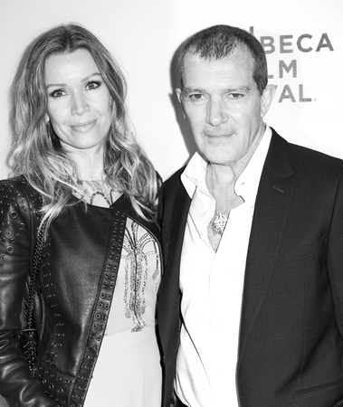 New York, NY, USA - April 20, 2018: Nicole Kimpel and Antonio Banderas attend screening of âGenius: Picasso' during the 2018 Tribeca Film Festival at BMCC Tribeca PAC, Manhattanのeditorial素材