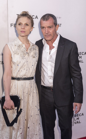 New York, NY, USA - April 20, 2018: Clemence Poesy and Antonio Banderas attend screening of âGenius: Picasso' during the 2018 Tribeca Film Festival at BMCC Tribeca PAC, Manhattanのeditorial素材