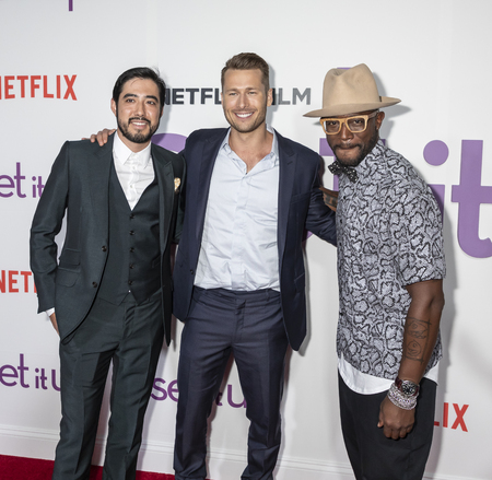 New York, NY, USA - June 12, 2018: Justin Nappi, Glen Powell and Taye Diggs attend the New York special screening of the Netflix film 'Set It Up' at AMC Loews Lincoln Squareのeditorial素材