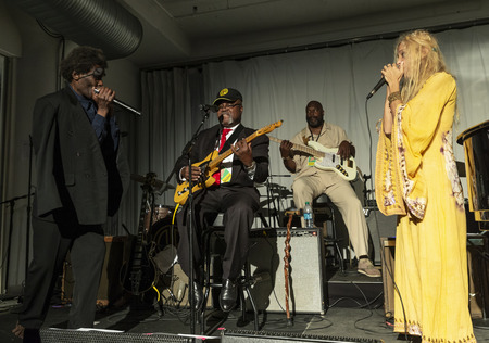 New York, NY - October 13, 2018: Charlie Sayles and Wendy Oxenhorn perform with The Blues at Loft Party A Night for the Soul for Jazz Foundation of America at Hudson Studios, Manhattanのeditorial素材