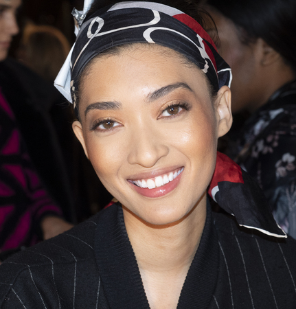 New York, NY, USA - February 11, 2019: A model prepares backstage for Dennis Basso Fall/Winter 2019...