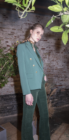 New York, NY, USA - February 6, 2019: A model shows up dress for LâAGENCE FW19 collection Presentation during New York Fashion Week at Industria, Manhattanのeditorial素材