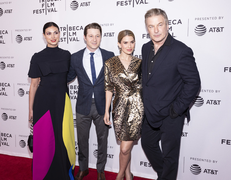 New York, NY, USA - April 30, 2019: Morena Baccarin, Ben Mckenzie, Hilaria Baldwin and Alec Baldwin attend premiere of "Framing John DeLorean" during 2019 Tribeca Film Festival at SVA Theater, Manhattanのeditorial素材