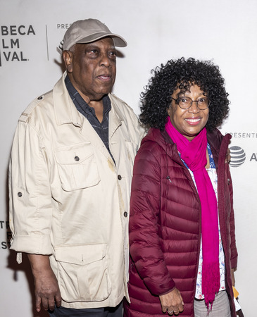 New York, NY, USA - May 3, 2019:  Elizabeth Van Dyke and Woodie King Jr attend the "It Takes A Lunatic" premiere during 2019 Tribeca Film Festival at The Stella Artois Theatre, Manhattanのeditorial素材