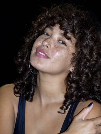 New York, NY, USA - September 7, 2019: Amodel prepares backstage for Rebecca Minkoff Spring/Summer 2020 presentation during New York Fashion Week at Pier 59 Studios, Manhattanのeditorial素材