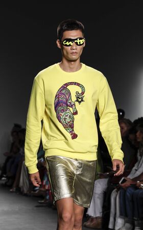 New York, NY, USA - September 9, 2019: A model walks runway for Custo Barcelona Spring/Summer 2019...