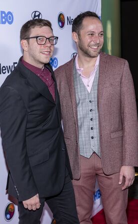 New York, NY, USA - October 23, 2019: Nick McCarthy and David Hatkoff attend the opening night screening of "Sell By" during NewFest Film Festival at SVA Theater, Manhattanのeditorial素材