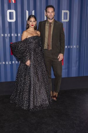 New York, NY, USA - December 10, 2019:  Adria Arjona and Manuel Garcia Rulfo attend Netflix's "6 Underground" New York Premiere at The Shed, Manhattanのeditorial素材
