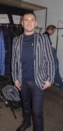 New York, NY, USA - February 5, 2020: Joey Sasso attends The Blue Jacket runway in support of mens health and prostate cancer awareness at Pier 59 Studios , Manhattanのeditorial素材