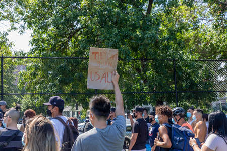 Brooklyn, NY, USA - August 1, 2020: They canâ€™t Burn Us All - unity rally against hate crime...