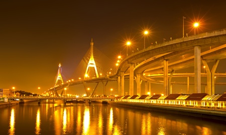 Bhumibol Bridge, Bangkok, Thailandの写真素材